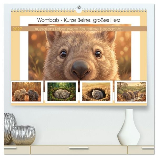 Produktbild: Wombats - Kurze Beine, gro&szlig;es Herz (hochwertiger Premium Wandkalender 2027 DIN A2 quer), Kunstdruck in Hochglanz