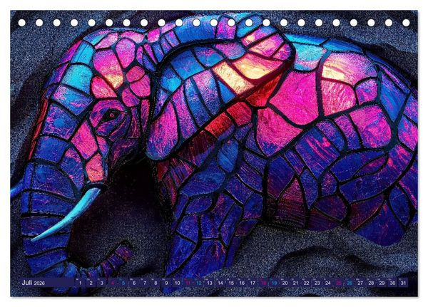 Produktbild: Elefanten - modern Art (Tischkalender 2026 DIN A5 quer), CALVENDO Monatskalender