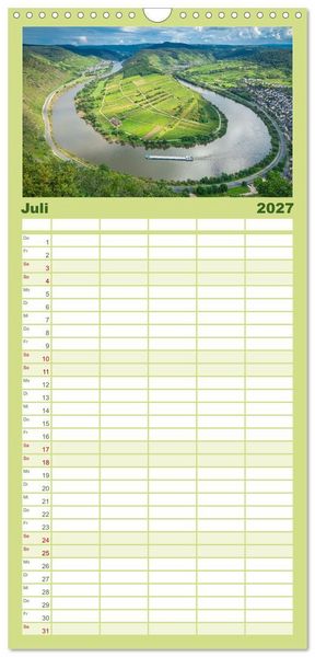 Produktbild: Familienplaner 2027 - Naturwunder - Deutschlands Flussschleifen mit 5 Spalten (Wandkalender, 21 x 45 cm) CALVENDO