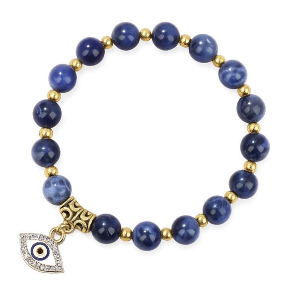 Produktbild: Armband "Evil Eye", mit Sodalit- und Resinperlen, &Oslash;6-12cm (18-34cm), elastisch