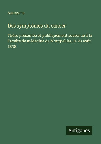 Produktbild: Des sympt&ocirc;mes du cancer
