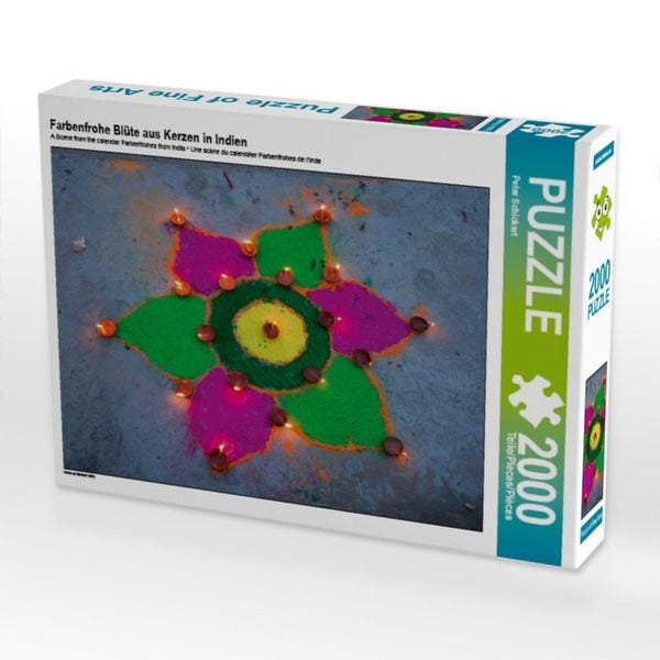 CALVENDO Puzzle Farbenfrohe Blüte aus Kerzen in Indien | 2000 Teile Lege-Größe 90x67cm Foto-Puzzle für glückliche Stunden