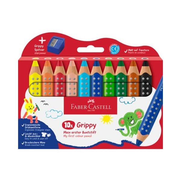 Faber-Castell Buntstifte Grippy 10er Set mit Spitzer