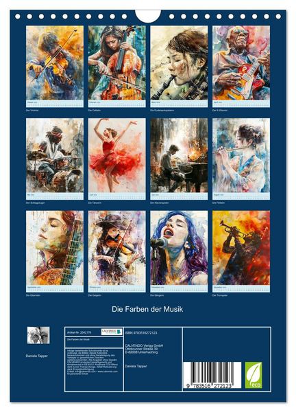 Produktbild: Die Farben der Musik (Wandkalender 2026 DIN A4 hoch), CALVENDO Monatskalender