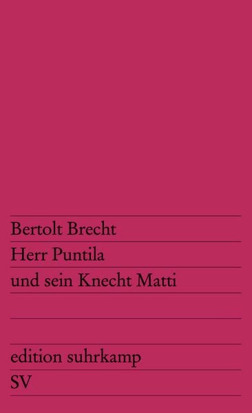 Herr Puntila und sein Knecht Matti, Taschenbuch von Bertolt Brecht, Suhrkamp, 9783518101056