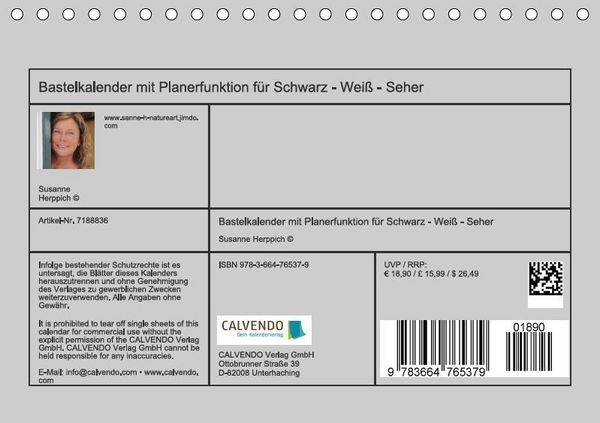 Produktbild: Bastelkalender mit Planerfunktion / F&uuml;r Schwarz - Wei&szlig; - Seher (Tischkalender immerw&auml;hrend DIN A5 quer)
