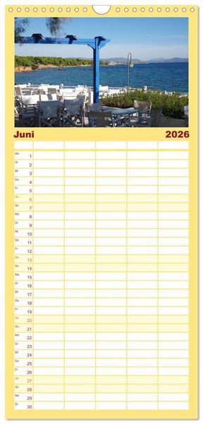 Produktbild: Familienplaner 2026 - Reisen ans Meer mit 5 Spalten (Wandkalender, 21 x 45 cm) CALVENDO
