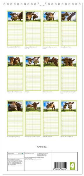 Produktbild: Familienplaner 2027 - Kuhckst du? mit 5 Spalten (Wandkalender, 21 x 45 cm) CALVENDO