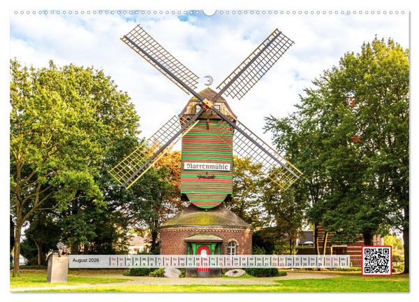 Produktbild: Die sch&ouml;nsten Windm&uuml;hlen am Niederrhein (hochwertiger Premium Wandkalender 2026 DIN A2 quer), Kunstdruck in Hochglanz