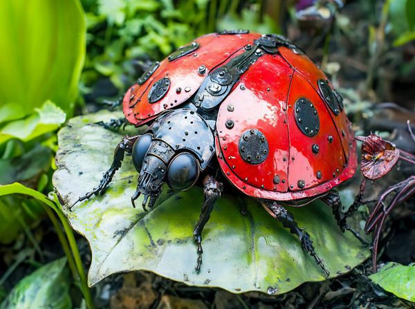 Produktbild: CALVENDO Puzzle Kunstvoller Metall-Marienk&auml;fer: Einzigartige Garten-Deko aus recyceltem Material | 2000 Teile Lege-Gr&ouml;&szlig;e 90x67cm Foto-Puzzle f&uuml;r gl&uuml;ck