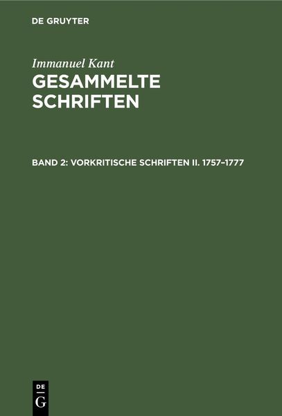 Produktbild: Vorkritische Schriften II. 1757-1777