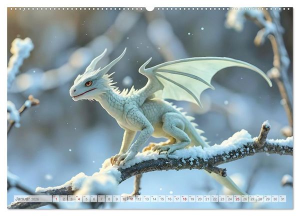 Produktbild: Regenbogenschuppen - Die geheime Welt der magischen Miniatur Drachen (hochwertiger Premium Wandkalender 2026 DIN A2 quer), Kunstdruck in Hochglanz