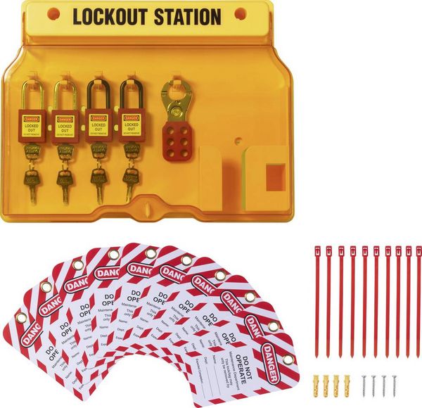 Sygonix SY-6872550 Verriegelung 412mm Yellow Lockout Station 5 Hakenstellung