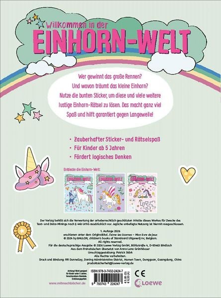 Produktbild: Meine Einhorn-Welt - R&auml;tselspa&szlig; mit Stickern
