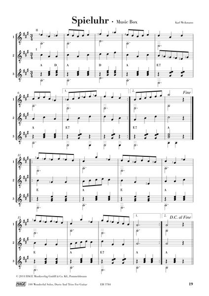 Produktbild: 100 wunderbare Solos, Duette und Trios f&uuml;r Gitarre