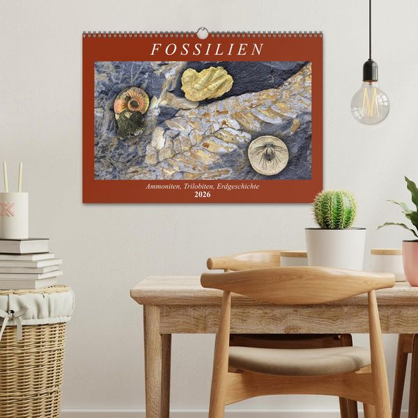 Produktbild: Fossilien - Ammoniten, Trilobiten, Erdgeschichte (Wandkalender 2026 DIN A3 quer), CALVENDO Monatskalender