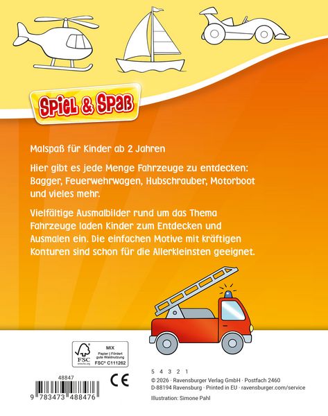 Produktbild: Spiel & Spa&szlig; - Mein allererster Malblock: Fahrzeuge