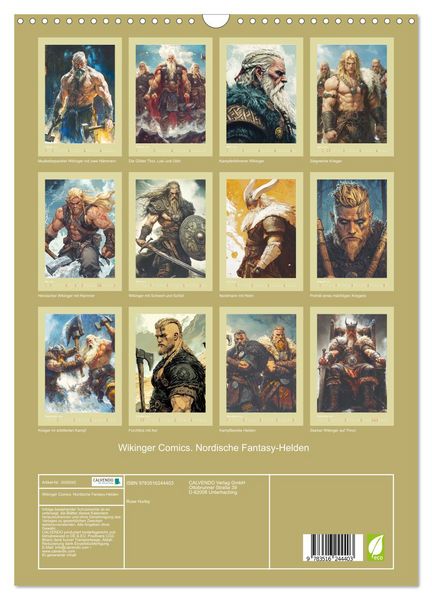 Produktbild: Wikinger Comics. Nordische Fantasy-Helden (Wandkalender 2026 DIN A3 hoch), CALVENDO Monatskalender