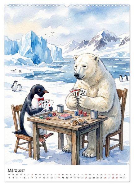 Produktbild: Coole Pinguine (Wandkalender 2027 DIN A2 hoch), CALVENDO Monatskalender