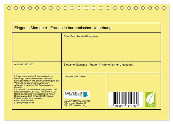 Produktbild: Elegante Momente - Frauen in harmonischer Umgebung (Tischkalender 2026 DIN A5 quer), CALVENDO Monatskalender