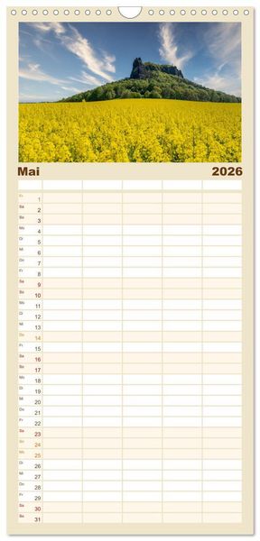 Produktbild: Familienplaner 2026 - Dresden und Elbsandsteingebirge mit 5 Spalten (Wandkalender, 21 x 45 cm) CALVENDO