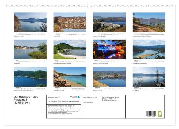Produktbild: Der Edersee - Das Paradies in Nordhessen (Wandkalender 2026 DIN A2 quer), CALVENDO Monatskalender