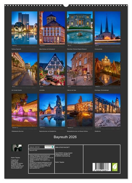 Produktbild: Bayreuth 2026 (hochwertiger Premium Wandkalender 2026 DIN A2 hoch), Kunstdruck in Hochglanz