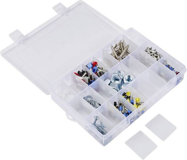Produktbild: TRU COMPONENTS TC-ERB-9049 Sortimentskasten (L x B x H) 210 x 140 x 38 mm Anzahl F&auml;cher: 24 variable Unterteilung Inhalt 1 St.