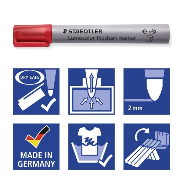 Produktbild: STAEDTLER Flipchart-Marker Lumocolor 356 Rundspitze 356 WP6 , 6er Set