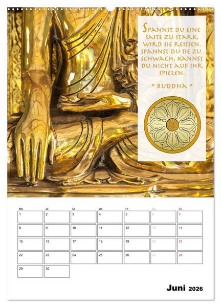 Produktbild: BUDDHAS ZITATE Buddhistische Weisheiten (Wandkalender 2026 DIN A2 hoch), CALVENDO Monatskalender