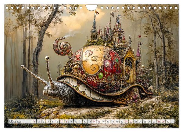 Produktbild: Magische Wesen im Zauberland - Fantasie-Tiere im Steampunk-Kalender (Wandkalender 2026 DIN A4 quer), CALVENDO Monatskalender