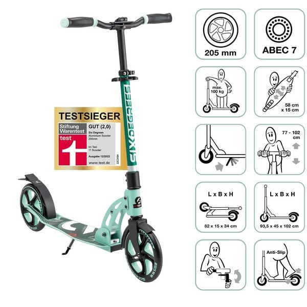SIX DEGREES Aluminium Scooter 205 mm mint