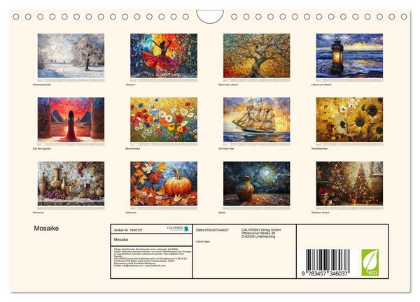 Produktbild: Mosaike (Wandkalender 2026 DIN A4 quer), CALVENDO Monatskalender