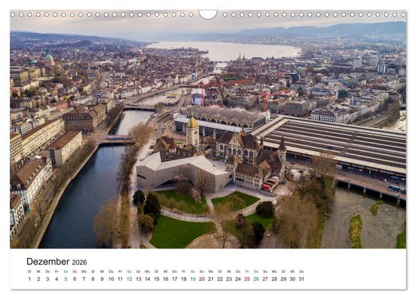Produktbild: Luftbildkalender Z&uuml;rich (Wandkalender 2026 DIN A3 quer), CALVENDO Monatskalender