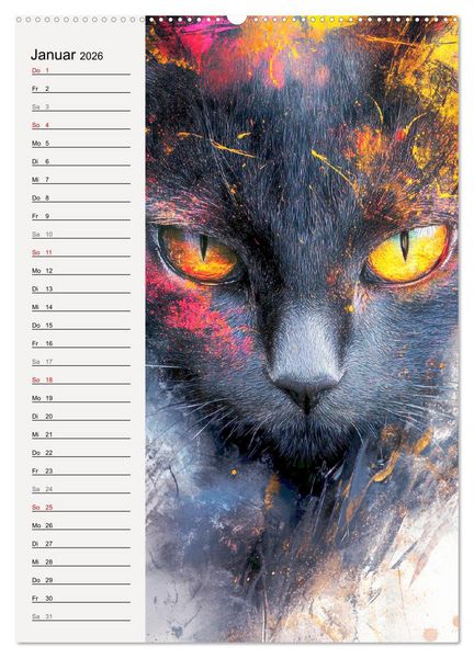 Produktbild: Katzenportraits. Moderne Samtpfoten-Kunst (Wandkalender 2026 DIN A2 hoch), CALVENDO Monatskalender