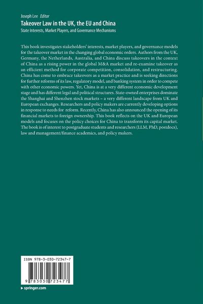 Produktbild: Takeover Law in the UK, the EU and China