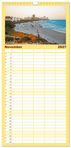 Produktbild: Familienplaner 2027 - Miami und Miami Beach mit 5 Spalten (Wandkalender, 21 x 45 cm) CALVENDO