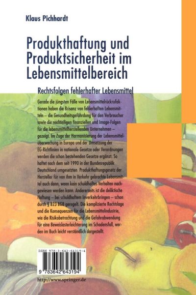 Produktbild: Produkthaftung und Produktsicherheit im Lebensmittelbereich