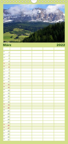Produktbild: Familienplaner S&uuml;dtirol 2022 (Wandkalender 2022 , 21 cm x 45 cm, hoch)