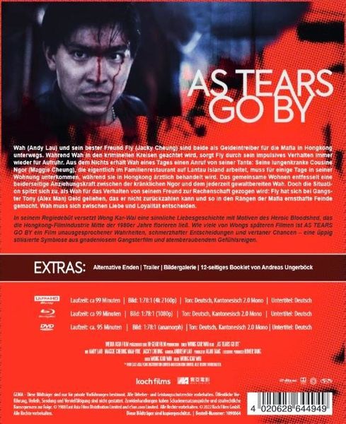 Produktbild: As Tears Go By (Wong Kar Wai) - Special Edition (4K-Ultra HD) (+ Blu-ray2D) (+ DVD)