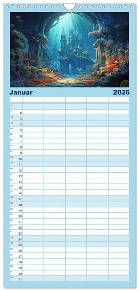 Produktbild: Familienplaner 2026 - Unten im Meer ist was los mit 5 Spalten (Wandkalender, 21 x 45 cm) CALVENDO