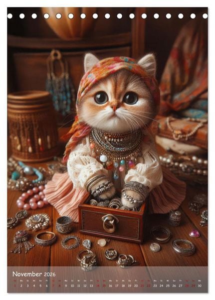 Produktbild: Katzen im Boho-Look - Ein Jahr voller Vielfalt und Charme mit niedlichen Samtpfoten (Tischkalender 2026 DIN A5 hoch), CALVENDO Monatskalender