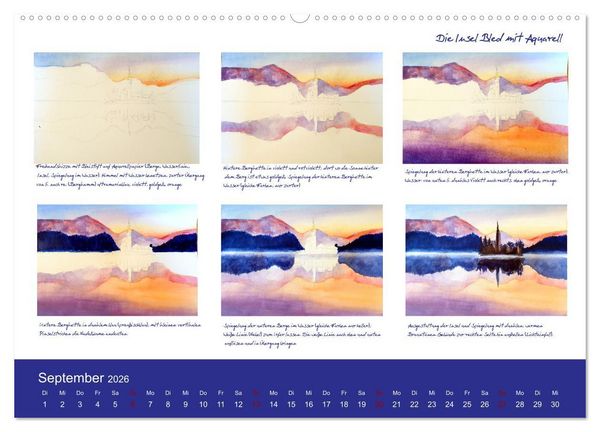 Produktbild: Voller Freude mit Malen durch das Jahr! 12 ausf&uuml;hrliche Schritt-f&uuml;r-Schritt-Anleitungen (hochwertiger Premium Wandkalender 2026 DIN A2 quer), Kunstdruck in Hochglanz