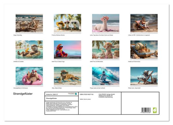 Produktbild: Strandgefl&uuml;ster (Wandkalender 2026 DIN A2 quer), CALVENDO Monatskalender
