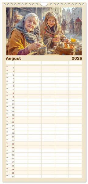 Produktbild: Familienplaner 2026 - Mittelalter - Ein Blick in diese Zeit mit 5 Spalten (Wandkalender, 21 x 45 cm) CALVENDO