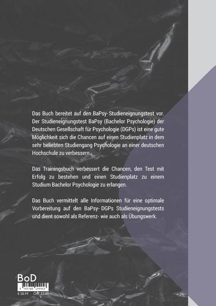 Produktbild: Trainingsbuch f&uuml;r den BaPsy-Studieneingangstest