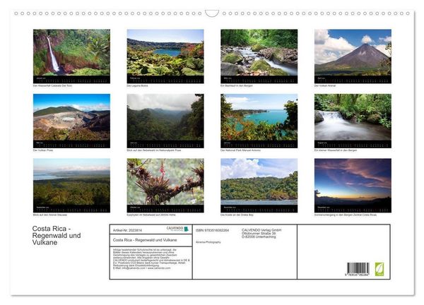 Produktbild: Costa Rica - Regenwald und Vulkane (Wandkalender 2026 DIN A2 quer), CALVENDO Monatskalender