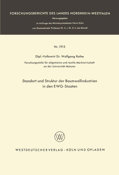 Produktbild: Standort und Struktur der Baumwollindustrien in den EWG-Staaten
