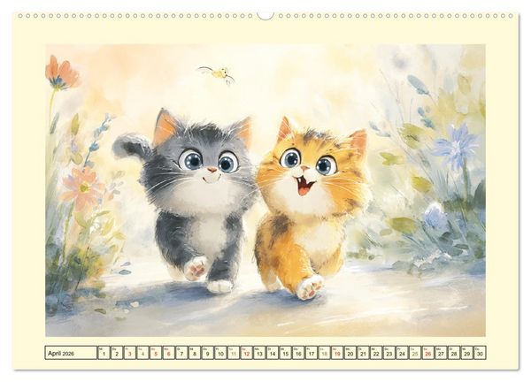 Produktbild: Pastellpf&ouml;tchen. Liebliche Katzen in sanften Farben (Wandkalender 2026 DIN A2 quer), CALVENDO Monatskalender
