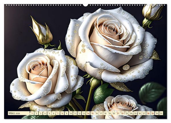 Produktbild: Lieblingsblumen mit goldenen Akzenten (Wandkalender 2026 DIN A2 quer), CALVENDO Monatskalender